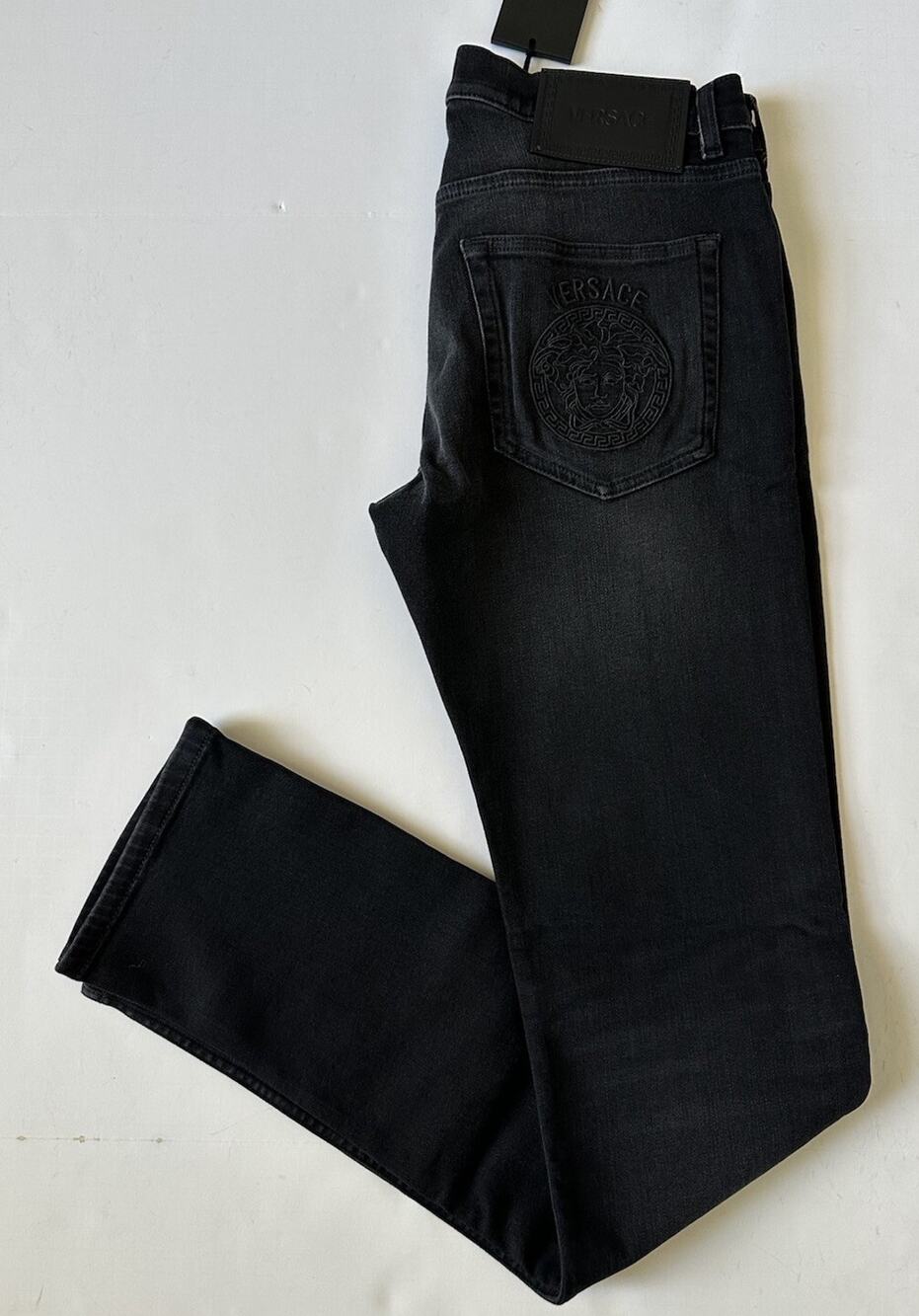 Versace Men’s Black Stretch Stone Washed Denim Jeans Size 32 US 1011835 NWT $950